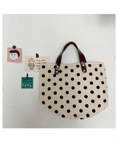 Women Retro Polka Dot Tote Bag Smiley Bucket Bags Canvas Handbag Purse-Smiley S Dots L $22.04 Totes