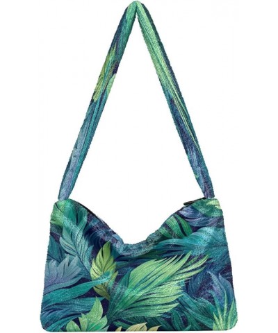 Tropical Green and Blue on Blue Shoulder Handbags, Shoulder Bag for Women with Zipper, Autumn Handbags Tropical Green and Blu...