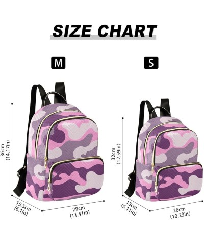 Backpack Purse for Women Military Camouflage, Mini Fashion Backpack Purple Monochrome Camo Lightweight Casual Daypack Shoulde...