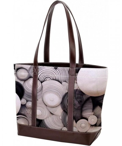 Large Tote Bags for Women, Faux Leather Strap and Bottom, Canvas Shoulder Bag Handbag, art abstract stones $25.37 Totes