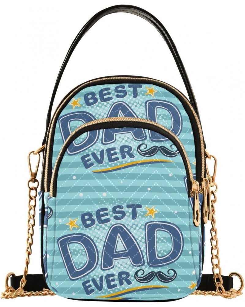 Dad Blue Striped Crossbody Bags for Women Crossbody Purse Bag Shoulder Bag with Chain Strap for Women $15.59 Crossbody Bags