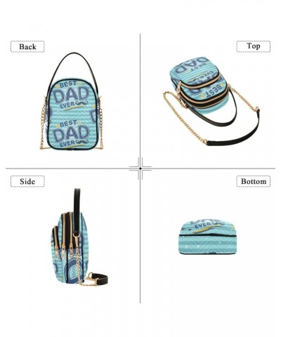 Dad Blue Striped Crossbody Bags for Women Crossbody Purse Bag Shoulder Bag with Chain Strap for Women $15.59 Crossbody Bags