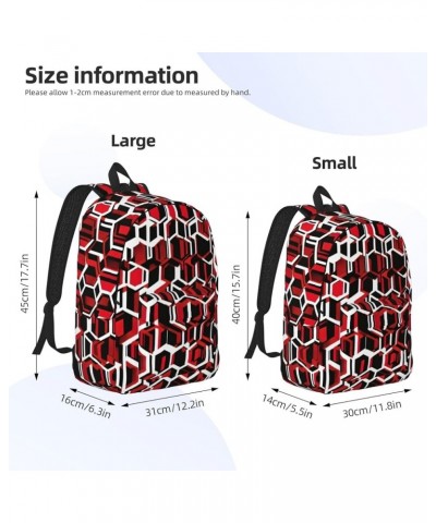 Abstract Geometric Pattern Print Casual Double Shoulder Daypack,Anti-Theft Travel Canvas Backpack For Men And Women Black Sma...