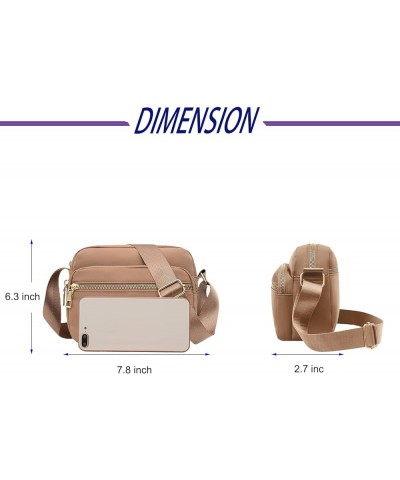 Nylon Small Women's Crossbody Bag Purse Casual Travel Shopping Shoulder Bag Waterproof Crossbody Bag Khaki $11.39 Crossbody Bags