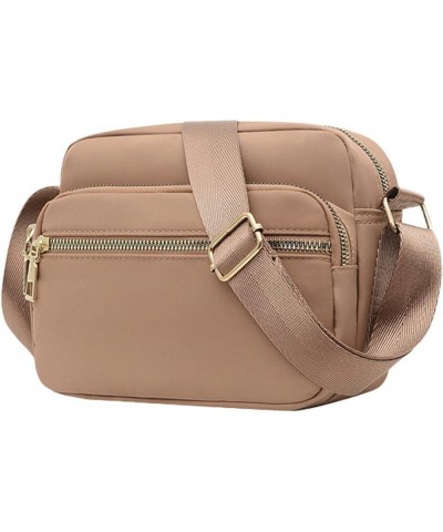 Nylon Small Women's Crossbody Bag Purse Casual Travel Shopping Shoulder Bag Waterproof Crossbody Bag Khaki $11.39 Crossbody Bags