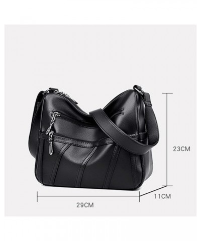 Bags for Women Luxury Handbags Soft Leather Female Shoulder Messenger Bag Double Zipper Women Bags (Color : Black, Size : 12 ...