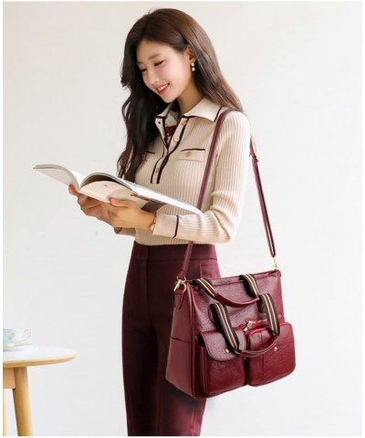 Multi-pocket crossbody bag + handbag, fashionable European and American style, the perfect companion for middle-aged mothers!...