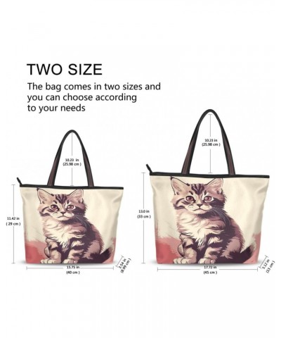 Women Tote Bags Cute Cat Kitten Top Handle Satchel Handbags Shoulder Bag for Shopping 20854180 $9.66 Totes