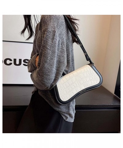 Small Shoulder Bag for women,Crossbody Purses,Leather Tote Handbag Clutch Hobo Purse,with Zipper Closure for Women White on B...