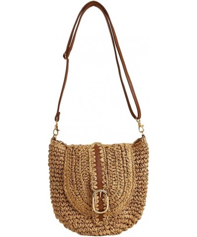 Straw Bag for Women Small Straw Handwoven Crossbody Bag Retro Straw Shoulder Bag Purses Khaki $16.23 Crossbody Bags