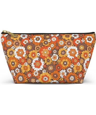 Rustic Retro Floral Print Design Accessory Pouch w T-bottom Large Black Zipper Large Black Zipper $17.36 Clutches