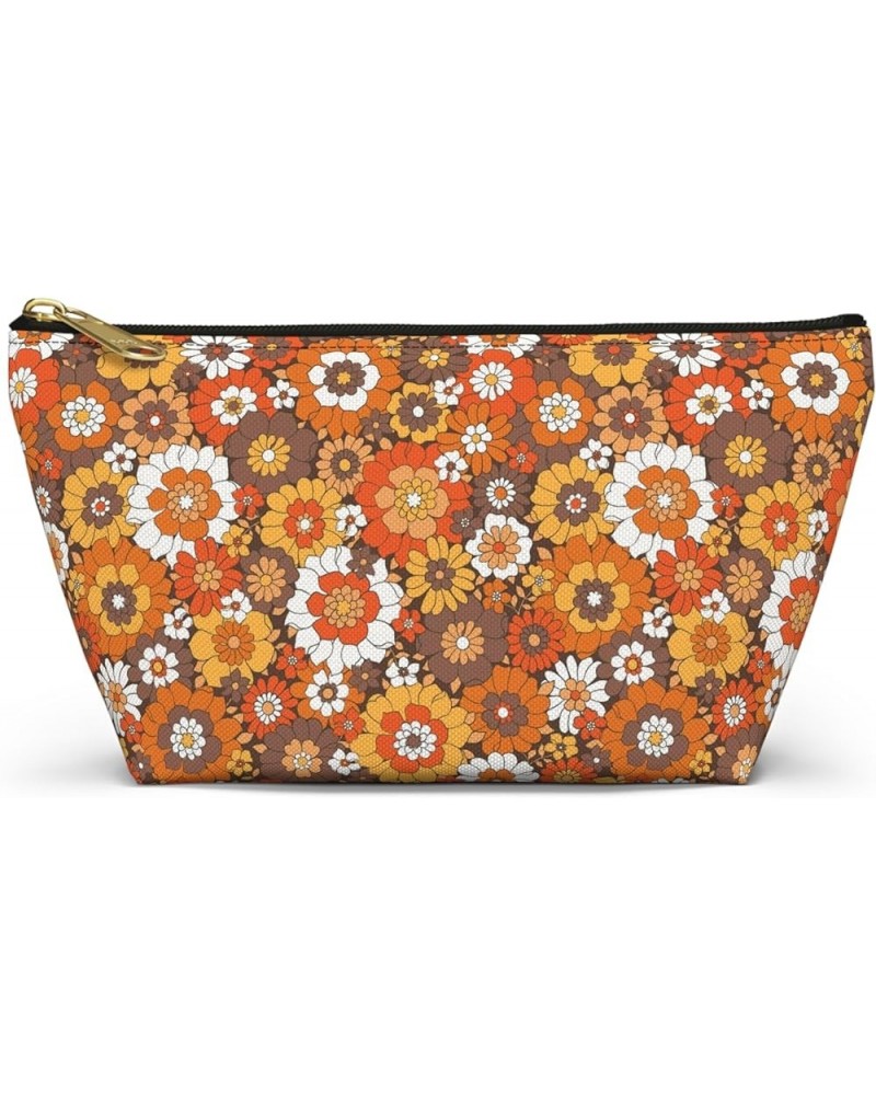 Rustic Retro Floral Print Design Accessory Pouch w T-bottom Large Black Zipper Large Black Zipper $17.36 Clutches