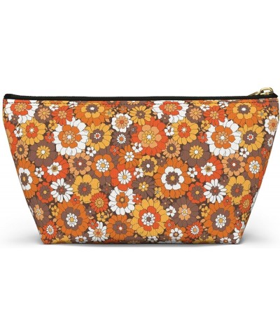 Rustic Retro Floral Print Design Accessory Pouch w T-bottom Large Black Zipper Large Black Zipper $17.36 Clutches