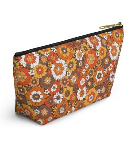 Rustic Retro Floral Print Design Accessory Pouch w T-bottom Large Black Zipper Large Black Zipper $17.36 Clutches