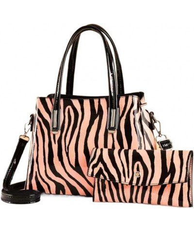 Zebra Leopard Print Pattern Handbags For Women Ladies Shoulder Bags Totes Purse Clutch Wallet Satchel 2 Pc Sets (White) Pink ...