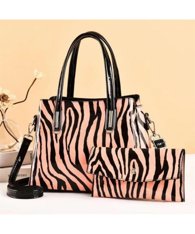 Zebra Leopard Print Pattern Handbags For Women Ladies Shoulder Bags Totes Purse Clutch Wallet Satchel 2 Pc Sets (White) Pink ...