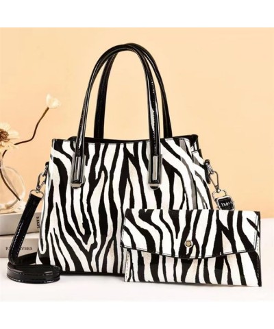 Zebra Leopard Print Pattern Handbags For Women Ladies Shoulder Bags Totes Purse Clutch Wallet Satchel 2 Pc Sets (White) Pink ...