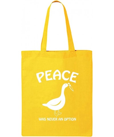 Peace Was Never An Option Cotton Canvas Tote Bag Yellow $9.66 Totes