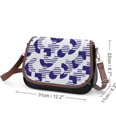 Fashion Crossbody Bags Women's Shoulder Bags Classic City Leather Satchels Hobo Bags Stripes Dark Blue Color1 $20.16 Hobo Bags