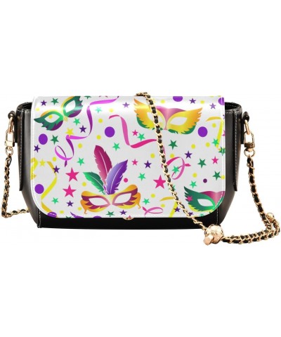 Mardi Gras Colorful Crossbody Bags for Women Retro Cross Body Purse Small PU Leather Shoulder Handbags with Chain Strap $16.8...