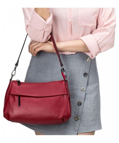 Crossbody Bags Leather Simple Casual Shoulder Handbag with Adjustable Strap for Women (Black) Pink Purple $27.14 Crossbody Bags