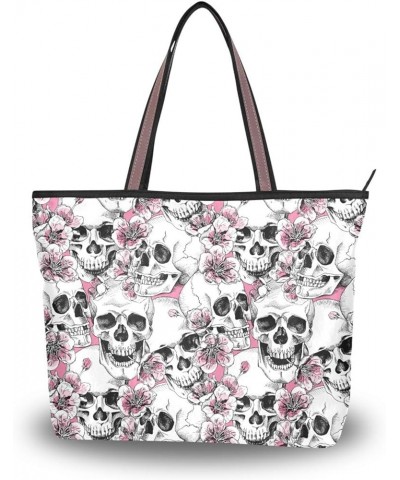 Large Tote Bag for Women Shoulder Bag Cat Heads Skulls 084 $16.51 Totes