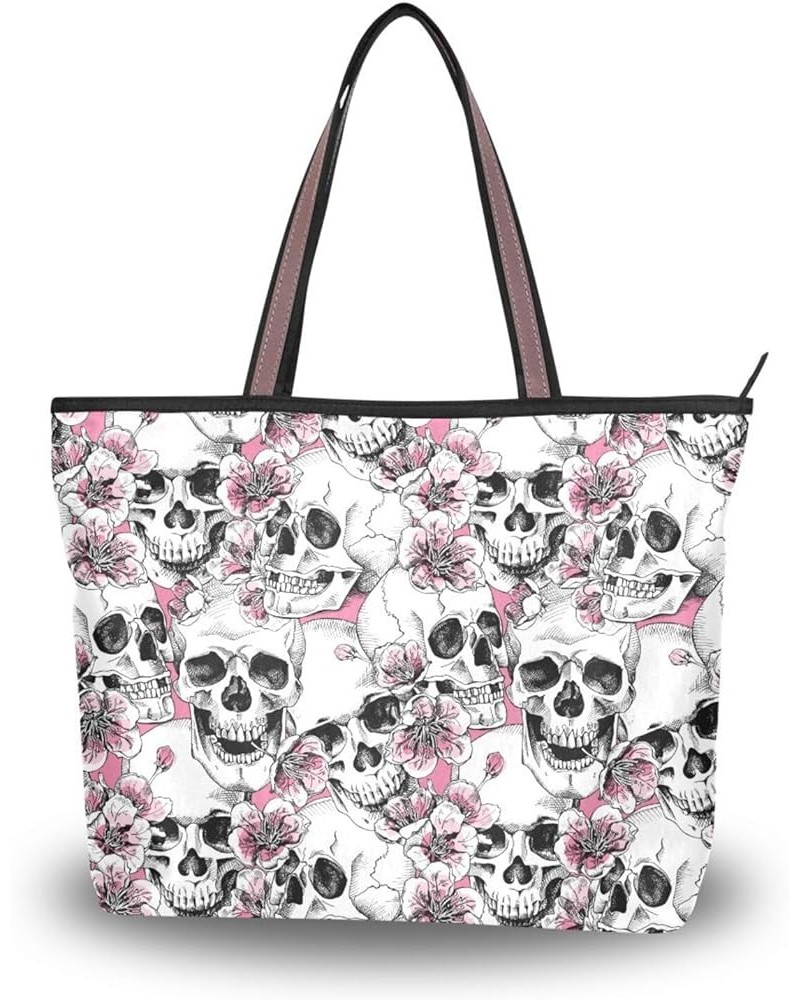 Large Tote Bag for Women Shoulder Bag Cat Heads Skulls 084 $16.51 Totes