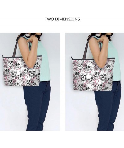 Large Tote Bag for Women Shoulder Bag Cat Heads Skulls 084 $16.51 Totes