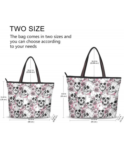 Large Tote Bag for Women Shoulder Bag Cat Heads Skulls 084 $16.51 Totes