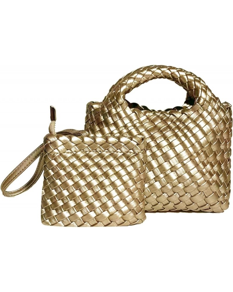 Woven Bag for Women with Coin Purse Fashion Handbag Female Shoulder Bag Foldable Chain Small Tote Crossbody Bags Golden $18.6...