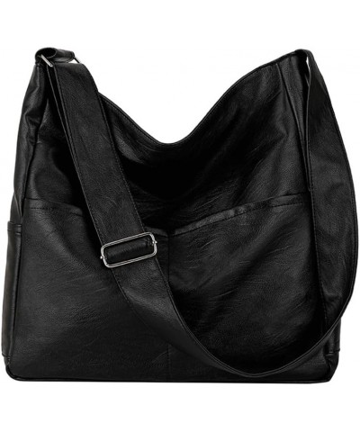 Women Casual Tote Handbag Large Capacity Simple Shopping Bag PU Leather Versatile Square Bag Ladies Commute Bag Black $10.44 ...