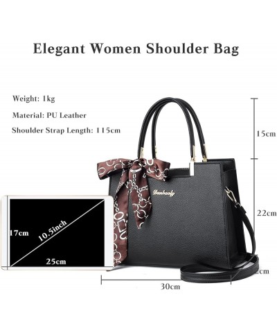 Womens Large Capacity Roomy Totes Handbag Satchel Shoulder Bag Solid Top Handle Bag Pu Leather Crossbody Bags Black $22.25 Totes