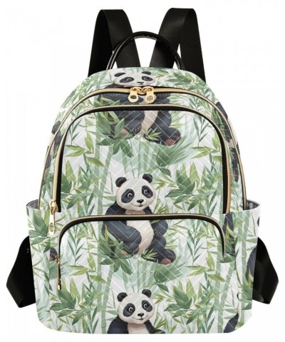 Cute Panda Animal Bamboo Backpack for Women Fashion Shoulder Bags Small Casual Daypack Travel Bag S 202a5007 M(11.4"x6.1"x14....