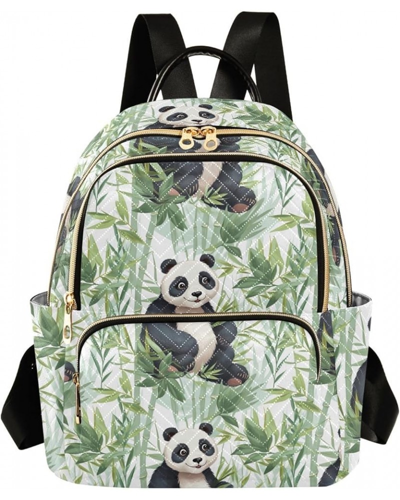 Cute Panda Animal Bamboo Backpack for Women Fashion Shoulder Bags Small Casual Daypack Travel Bag S 202a5007 M(11.4"x6.1"x14....