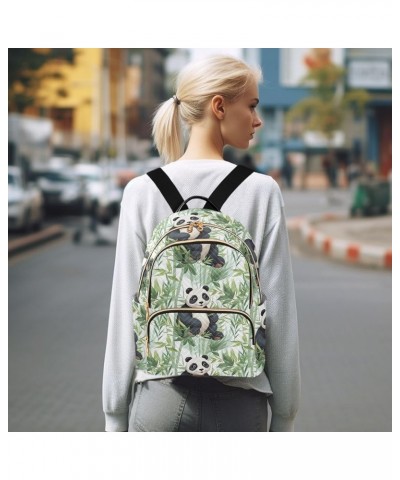 Cute Panda Animal Bamboo Backpack for Women Fashion Shoulder Bags Small Casual Daypack Travel Bag S 202a5007 M(11.4"x6.1"x14....