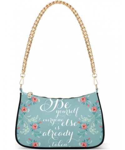 Clutch Shoulder Bags Tote Evening Purse Handbags for Women Hobo Bags Flower and Quote with Zipper Closure $17.91 Totes