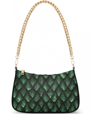 Green Dragon Scales Skin Shoulder Bags for Women Small Handbags Mini Clutch Purse $12.90 Shoulder Bags