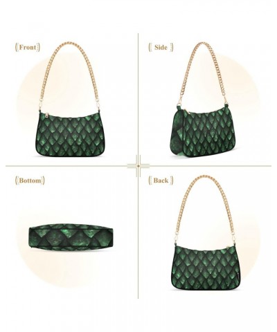 Green Dragon Scales Skin Shoulder Bags for Women Small Handbags Mini Clutch Purse $12.90 Shoulder Bags