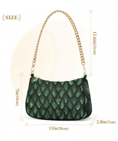 Green Dragon Scales Skin Shoulder Bags for Women Small Handbags Mini Clutch Purse $12.90 Shoulder Bags