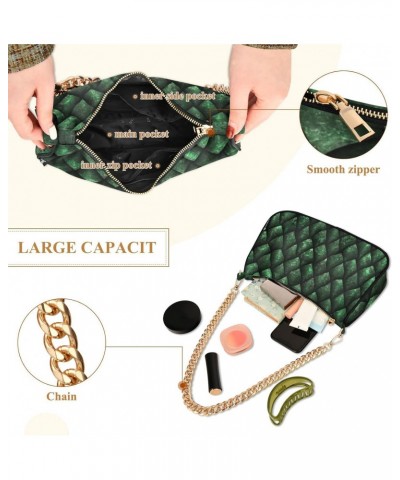 Green Dragon Scales Skin Shoulder Bags for Women Small Handbags Mini Clutch Purse $12.90 Shoulder Bags