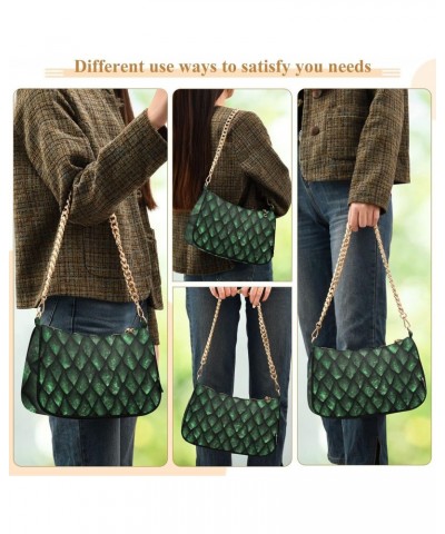 Green Dragon Scales Skin Shoulder Bags for Women Small Handbags Mini Clutch Purse $12.90 Shoulder Bags