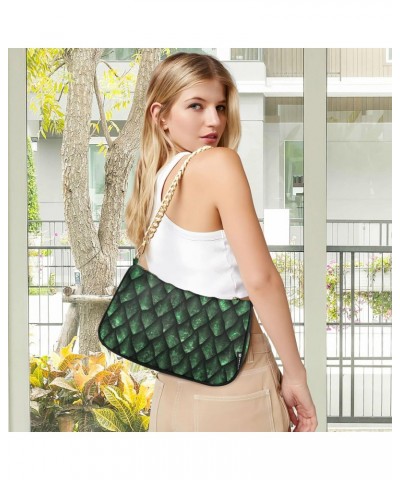 Green Dragon Scales Skin Shoulder Bags for Women Small Handbags Mini Clutch Purse $12.90 Shoulder Bags