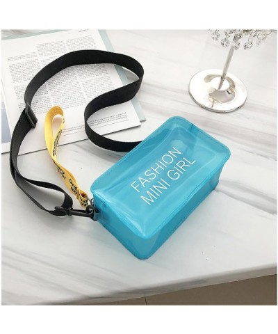 Transparent Crossbody Bag for Women Fashion Summer Shoulder Messenger PVC Jelly Tote Bag Blue $14.49 Crossbody Bags