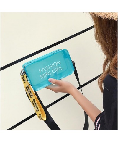 Transparent Crossbody Bag for Women Fashion Summer Shoulder Messenger PVC Jelly Tote Bag Blue $14.49 Crossbody Bags