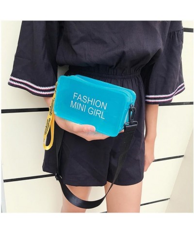 Transparent Crossbody Bag for Women Fashion Summer Shoulder Messenger PVC Jelly Tote Bag Blue $14.49 Crossbody Bags