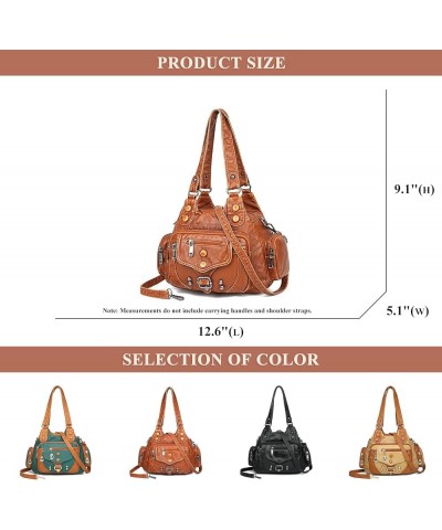 Large Shoulder Bag for Women Rivet Vintage Tote Handbag Purse Casual Crossbody Designer Top Handle Satchel Bag Black $32.39 S...