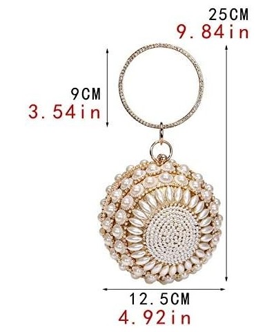 Women Round Clutch Ball Evening Bag Dazzling Full Beaded Artificial Pearls Handbag for Wedding Parites Prom Silver $17.88 Eve...