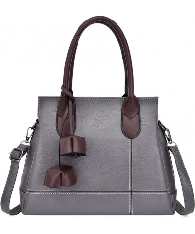 Women Handbag PU Leather Casual Large Capacity Shoulder Bag with Long Shoulder Strap-Gray Gray $22.76 Totes