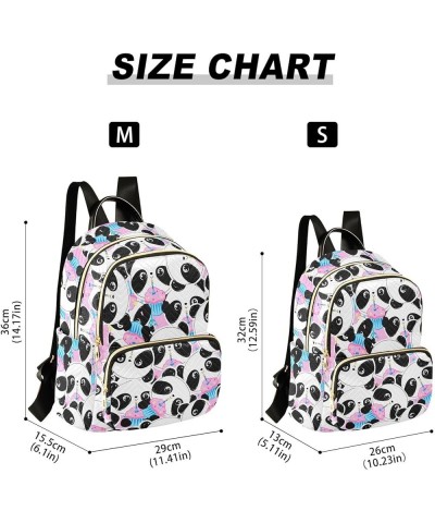 Hand Drawn Happy Panda with A Holiday Cake Casual Fashion Polyester Travel Rucksack Shoulder Bag Color Medium $16.28 Backpacks