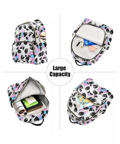 Hand Drawn Happy Panda with A Holiday Cake Casual Fashion Polyester Travel Rucksack Shoulder Bag Color Medium $16.28 Backpacks